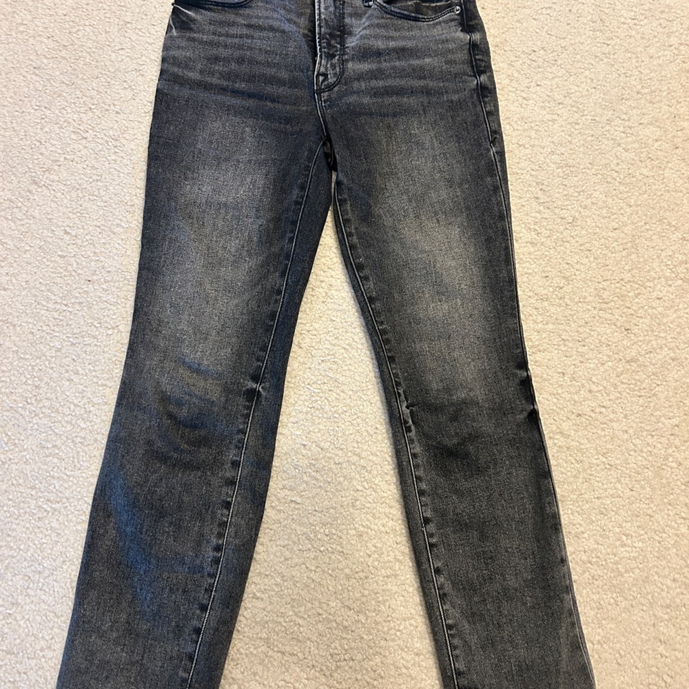 Women’s Good American Dark Gray Wash Straight-Leg Jeans